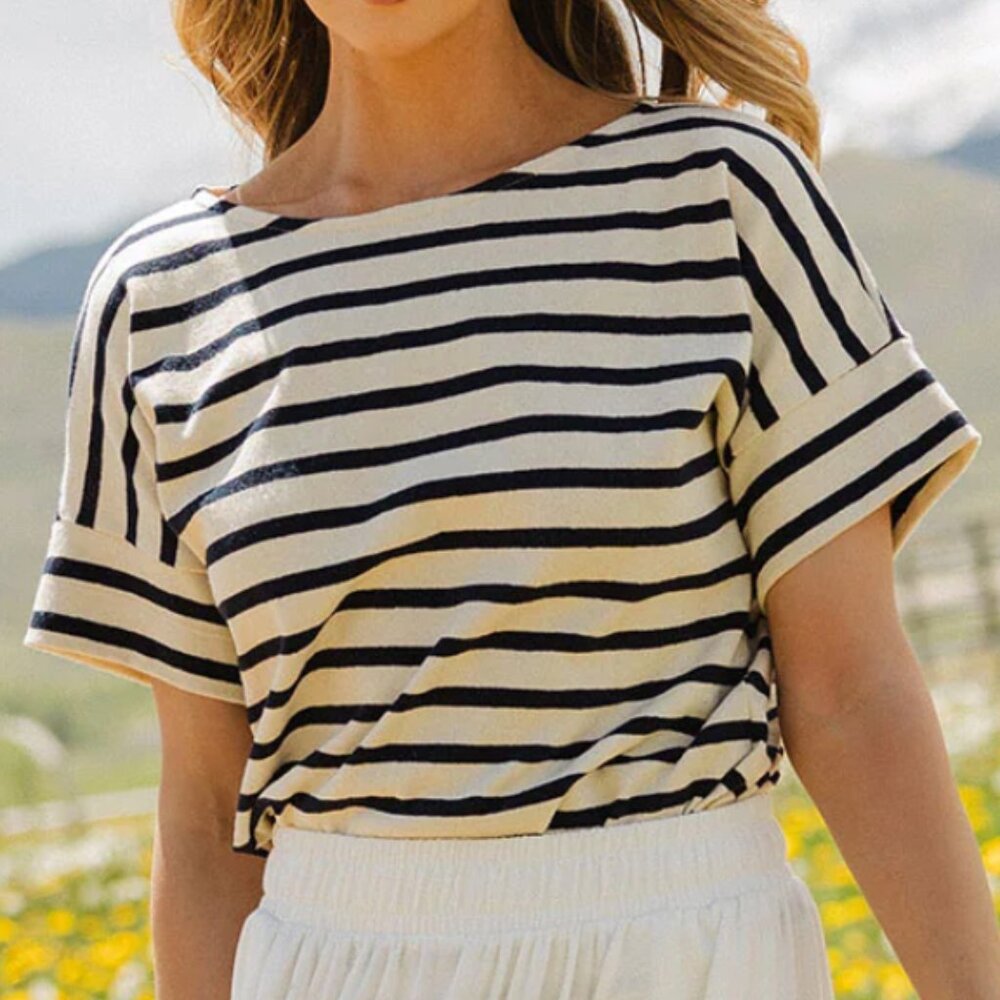 Navy Stripe Boss Tee!